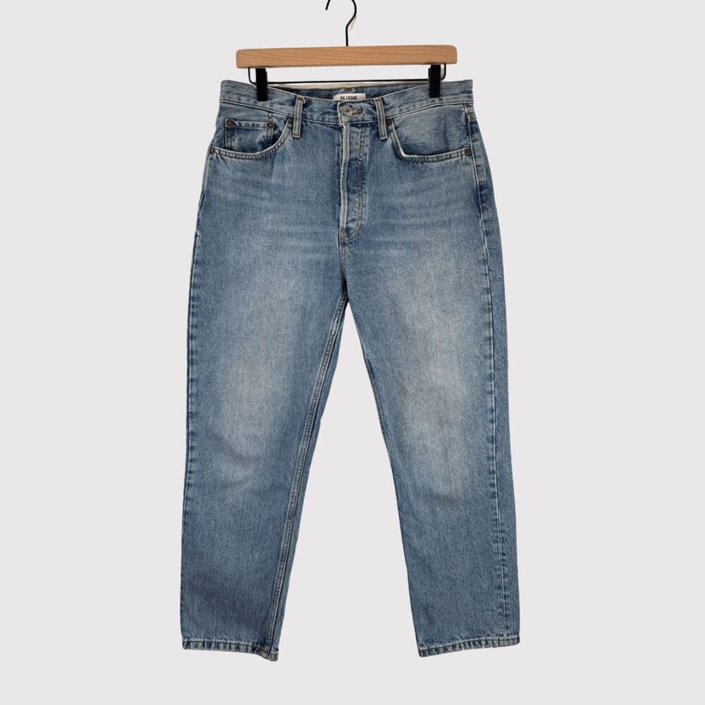 Re/Done Women Jeans Blue Hi Rise Originals 70s Stove Pipe Organic Cotton Size 29